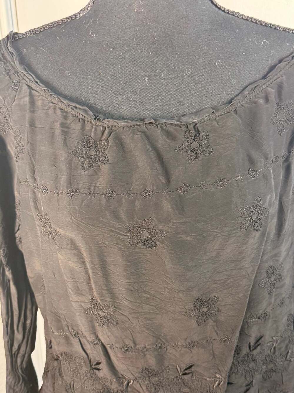 Johnny Was Black Embroidered Long Sleeve Blouse Size M - Picture 5 of 8